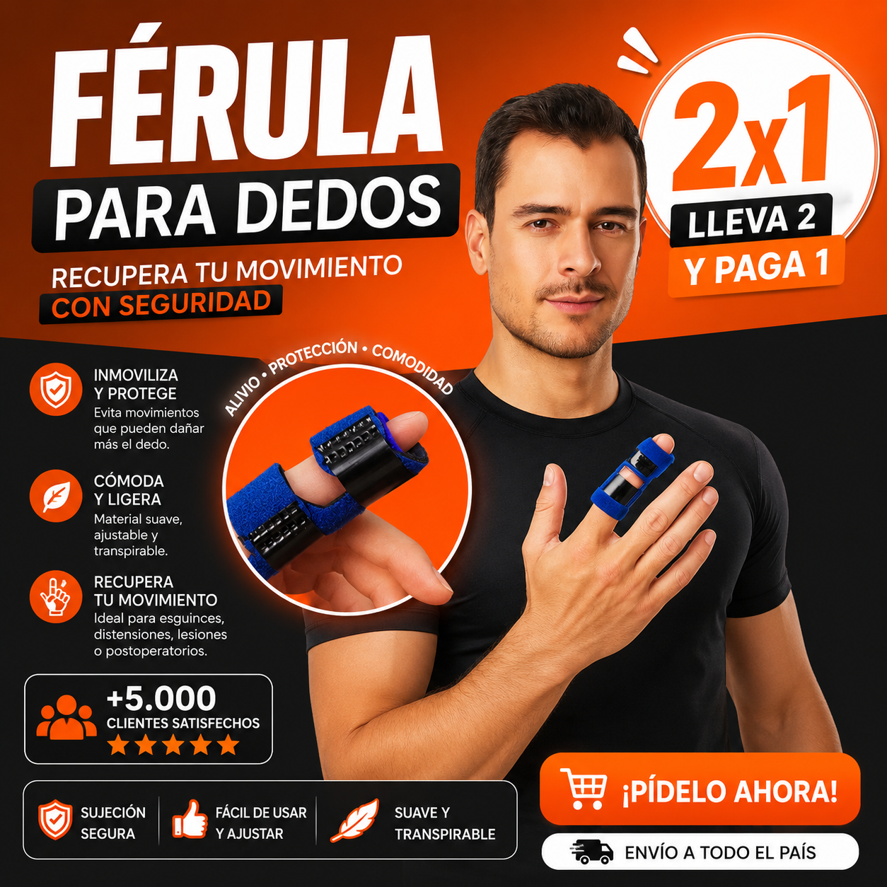 Ferula Inmobilizadora para Dedos - RECUPERA TU MOVIMIENTO CON SEGURIDAD 😲Lleva 2 y Paga 1😲