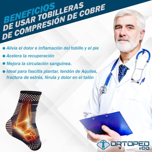 Tobillera de Compresión de Cobre iCooper® para Alivio de Dolor y Prevención de Lesiones 😱LLEVA 2 Y PAGA 1😱