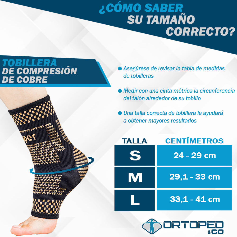 Tobillera de Compresión de Cobre iCooper® para Alivio de Dolor y Prevención de Lesiones 😱LLEVA 2 Y PAGA 1😱