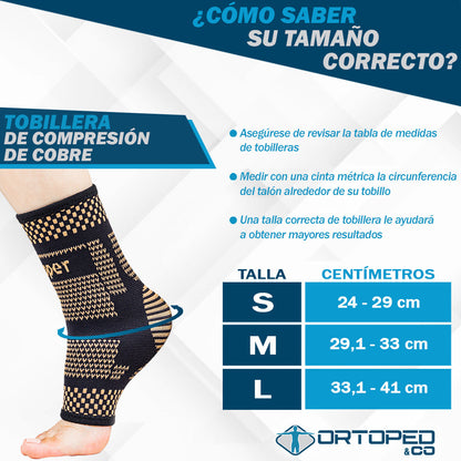 Tobillera de Compresión de Cobre iCooper® para Alivio de Dolor y Prevención de Lesiones 😱LLEVA 2 Y PAGA 1😱
